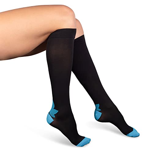 compression socks for men and women - 20-30 mmhg zipper knee high medical compression stockings calf fits up to 16 in - 1 pair perfect for athletic nurses travelers edema circulation pregnancy