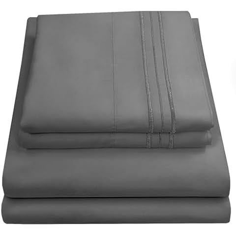 Queen Size Bed Sheets - Breathable Luxury Sheets with Full Elastic & Secure Corner Straps Built In - 1800 Supreme Collection Extra Soft Deep Pocket Bedding Set, Sheet Set, Queen, Gray Cover