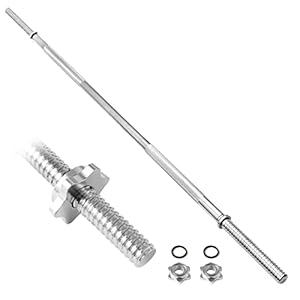 KK Chrome Barbell Bar 1 inch Weights Lifting Bar With Spin Lock Strength Training For Women And Men Home Gym Exercise Workout.