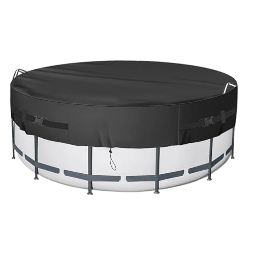 NEIQIUWING Cubierta de piscina redonda para piscina de 8/10/12 pies de diámetro, tela oxfor 210D, cuerda de almacenamiento, color negro