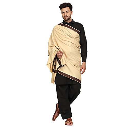 Image of SWI WITH LABEL Men's Kashmiri Embroidered Wool Shawl