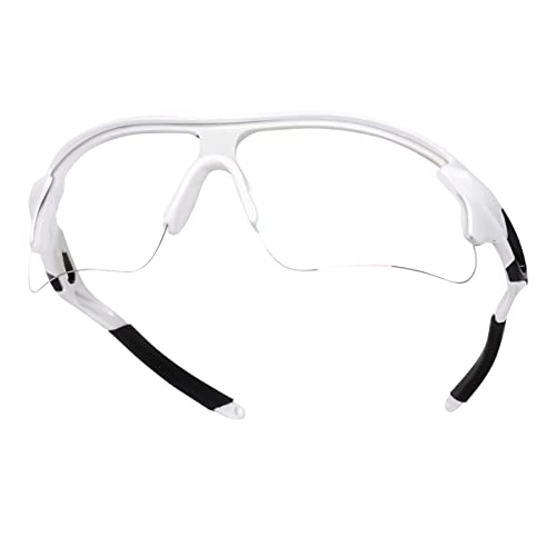 Image of Sports Sunglasses, Full-Coverage UV400 Protection, Hydrophobic Mirrored Lens, Lightweight Shatterproof Design, Mercury, (WHITE CLEAR)