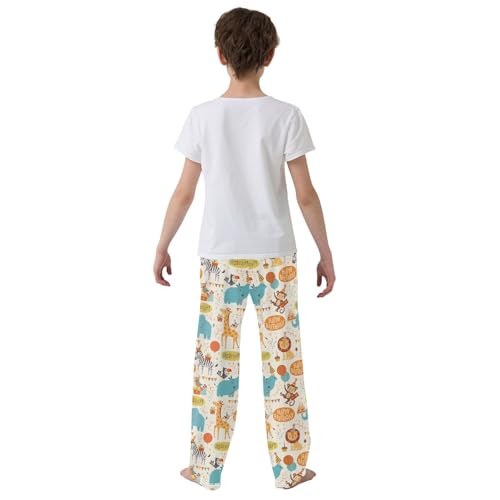 ZZXXB Happy Birthday Lion Elephant Boys Long Pants Soft Trousers Elastic Waist Kids Lounge Bottoms with Pockets S-XL3