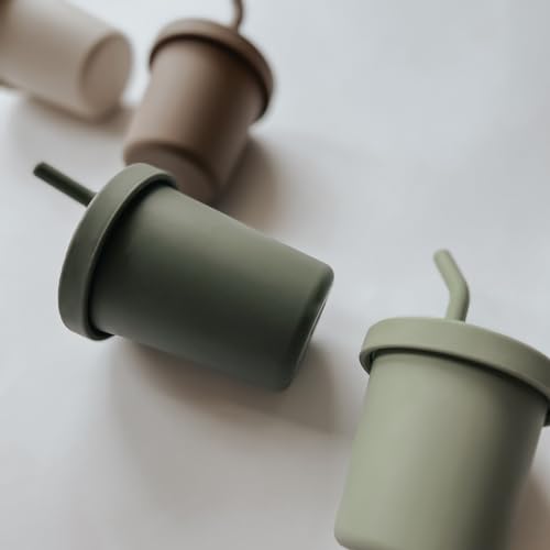 nouka Straw Cup | 100% Food-Grade Silicone | Spill-Proof | Non-Slip & Soft | Dishwasher Friendly | Light Storm | Size 8 Oz