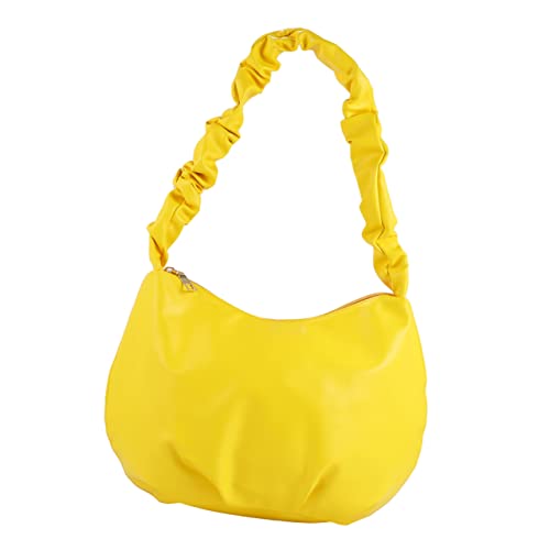 Imagen de SAFIGLE Bolso de Hombro Plisado Elegante Bolso con Cremallera para Damas Bolso de Mano Portátil Y Versátil Color Amarillo