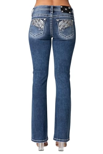 Miss Me Women's Feather Dreams Mid-Rise Bootcut Jeans