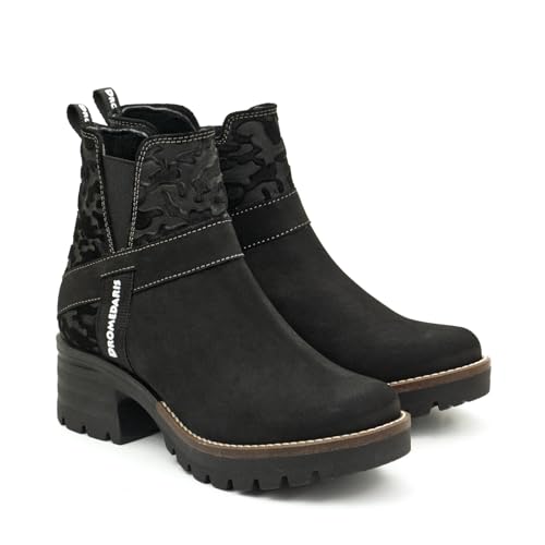Dromedaris Women's Katniss Chelsea Boot with Chunky Sole, Black, EU 42M4