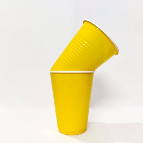 Image of Tickles Pack of 20, Beer Pong Glasses with Free Ping Pong Balls Set, Easy Grip Reusable Drinking Party Cups for Iced Tea, Punch, Cocktail, Couple, Ladies Games (Color: Yellow Size: 475 ml)