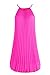 Ellames Women's 2025 Summer Spaghetti Strap Pleated Casual Swing Dress with Belt Fuchsia XS