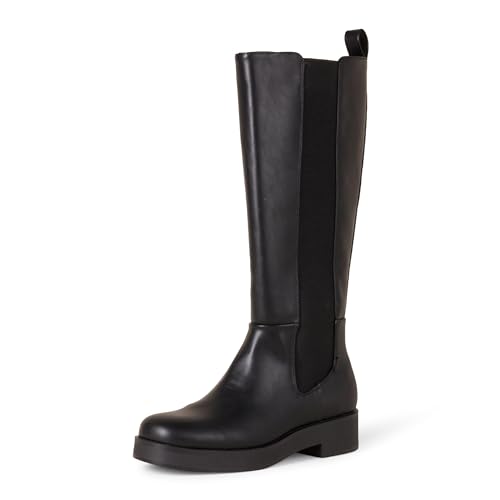 Amazon Essentials Bota alta con fuelle Mujer, Negro, 40 EU