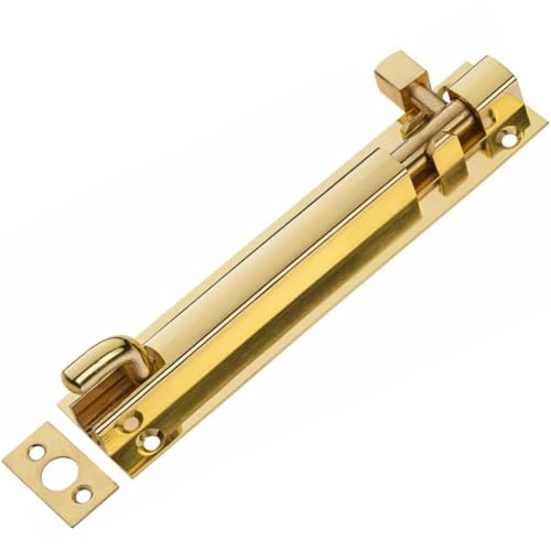 Merriway® BH00775 Swan Neck Surface Slide Door Bolt, 100 mm (4 inch) - Brass