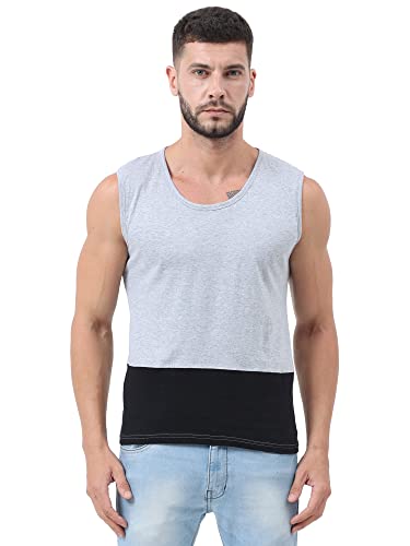 Image of Ideation Men's Cotton Round Neck Color Block Sleeveless T-Shirt