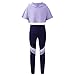 YUUMIN Kinder Mädchen Sportanzüge Jogginganzug Sport Sets Hosen + Crop Top Pullover Bekleidungssets Bauchfrei Mit Kapuze Yoga Fitness Outfit Sportswear A_Violett 158-164
