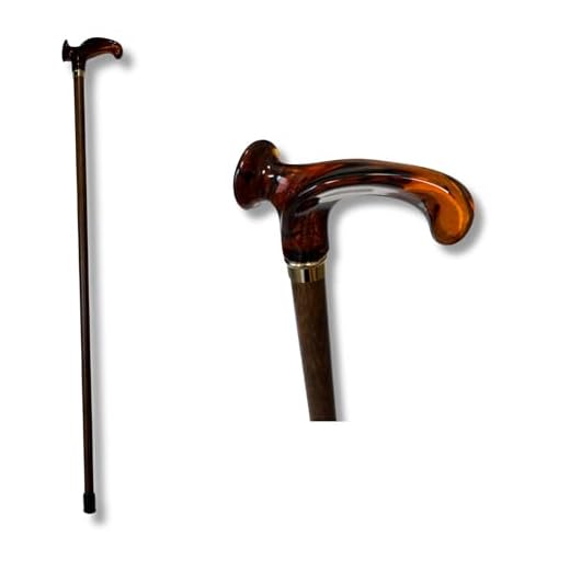 Gehstock, Spazierstock anatomischer Griff für die rechte Hand in Bernstein Optik, Gehhilfe