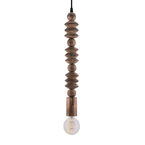 Image of Homesake Rustic Beaded Swag Pendant, Balcony Bar Cafe Living Dining Room, Retro Loft Light, Ceiling Hanging Light (Walnut, Mix)