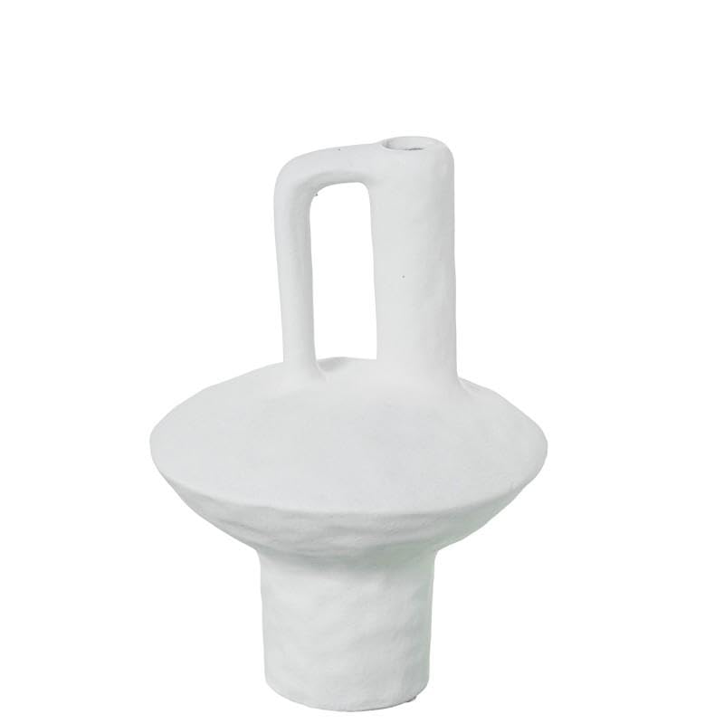 Vase de table DRW en céramique blanche à anse pour sublimer votre salon contemporain