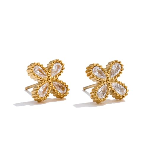 Mchic Cubic Zirconia Earrings for Women Trendy: 18k Gold/Silver Plated Hypoallergenic CZ Stud Earrings for Women Dainty Tiny Diamond Studs Minimalist Simple Earring for Earlobe Piercing Gold Jewelry