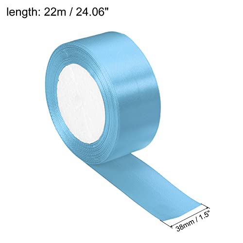 PATIKIL 1.5 Inch Wide 24 Yards Satin Ribbon, Single Side Solid Crafts Roll for Party Home DIY Wrapping Decoration, Lake Blue - Image 2