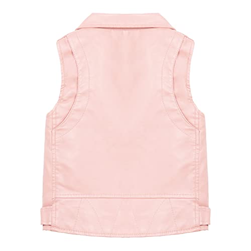 Mud Kingdom Toddler Kids Girls Leather Vest Jacket Zipper Pu Faux Motorcycle Fashion Spring Fall Pink 3T #TOP1