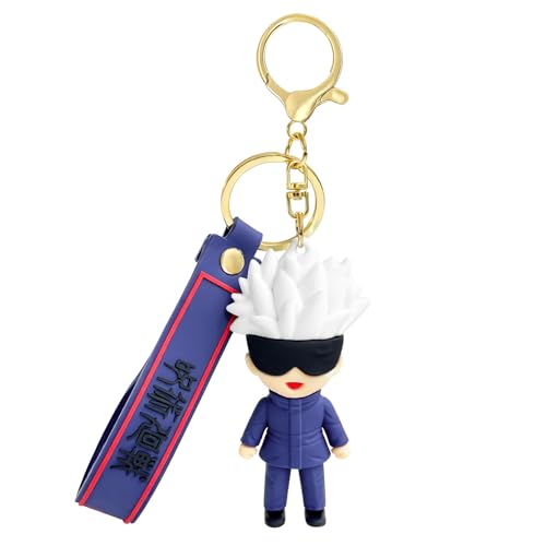 AmaaLeaf JJK Novelty Keychain Collectable Anime Mini Figure Fun Keyring Jewelry Gift for Men and Women (Gojo Satoru B)