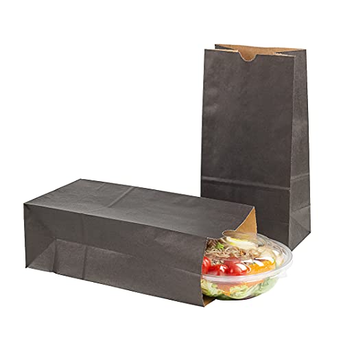 Bag Tek 8lb Paper Bags, 100 Disposable Lunch Bags - Large, For Lunches, Sandwiches, And Snacks, Black Paper Kraft Paper Bags, For Shopping, Party Favors, Or Gifts, Restaurantware