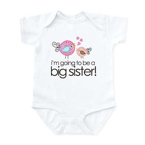CafePress I'm Going to Be Big Sister Whimsy Bird Infant Body Cute Infant Bodysuit Baby Romper Cloud White