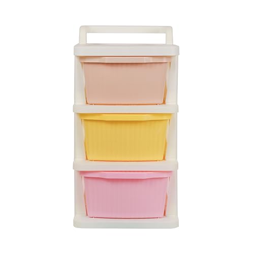Image of KITCHIVO Heavy Duty Plastic Storage Drawer with Wheels | Modular Cabinet for Bedroom, Office, Home or Classroom| Chest of Drawers Organiser for Cosmetics, Kitchen items, Toys (Multi, 3)
