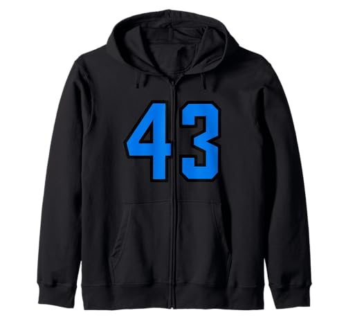 Equipo Deportivo Azul número 43 Sudadera con Capucha