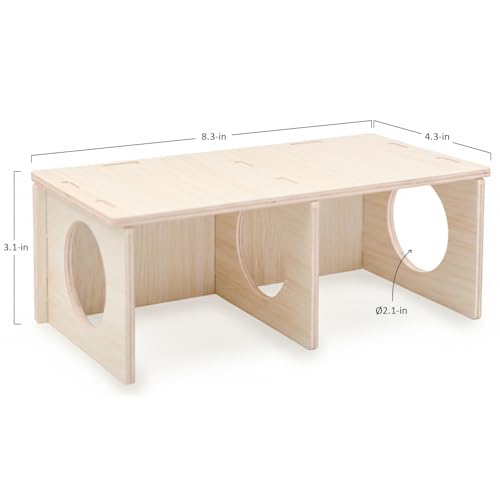 Hamster Peep Tunnel, 2-Chamber Wooden Hamster Hideout, Water-Resistant Platform for Dwarf Hamsters and Small Pets, 8.3" x 4.3" x 3.1" - Image 5