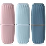 3 Stück Zahnputzbecher Etui Reise Wasser Becher Set Tragbarer Zahnputzbecher Zahnbürstenhalter für Zahnbürsten und Zahnpasta, Geeignet für Camping Reisen Wandern Geschäftsreisen Zuhause