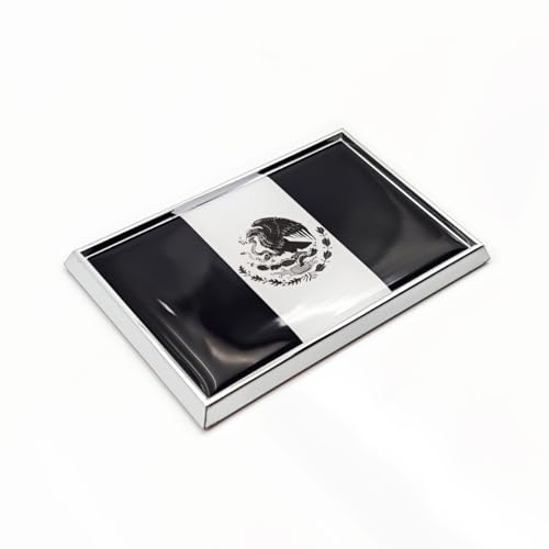 Image of Black Mexico Flag Sticker Emblem Mexican Decal Car Chrome Flags, 2 Pack, 3 x 2 inches