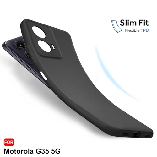 Image of TheGiftKart Sleek Back Cover Case for Motorola Moto G35 5G | Slim Fit Protective Design | Ultra Matte Finish | Camera Protection Bump | Soft Silicon Back Cover Case for Moto G35 5G (Silicone, Black)