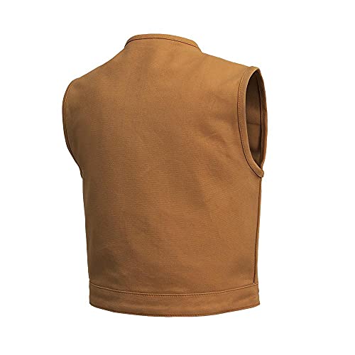 Mens Motorcycle Tan Saddle Color Style 3" Shorter Heavy Hitter Raw Canvas Unlined Vest2