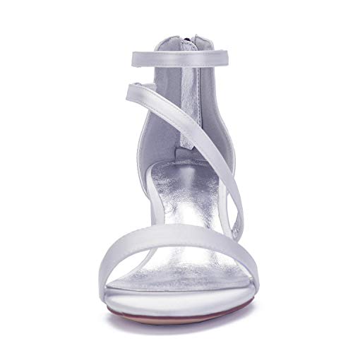 Women's Satin Block Heels Wedding Sandals Ankle Strap Comfortable Bridal Shoes Formal Evening Prom Party Shoes2