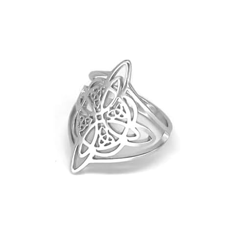 YILUOCD Witches Knot Ring for Women Stainless Steel Witchcraft Celtic Amulet Ring Quaternary Celtic Knot Ring Vintage Jewelry Gift for Women (8) Cover