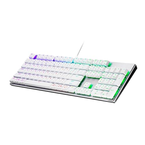 Image of Cooler Master SK652 Sliver White Mechanical Keyboard with Low Profile Red Switches, New and Improved Keycaps, and Brushed Aluminum Design | Ttc Low-Profile Red Switches, Rgb Backlight, Brushed Aluminum Top, Detachable Braided USB-C Cable, Masterplus Plus Support