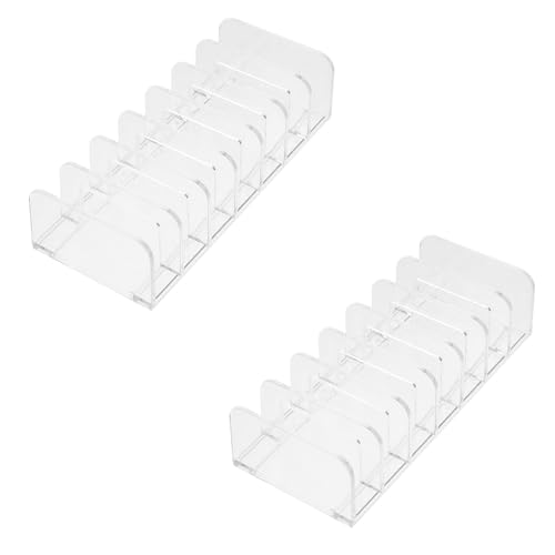 PRETYZOOM Estante Organizador Acrílico Transparente para Cosméticos, 7 Compartimentos, 2 Piezas, Expositor Multifuncional para Sombras de Ojos, Brillo de Labios, Adecuado Tocadores y