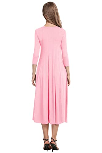 Image of HOTOUCH Women's 3 /4 Sleeve A-line and Flare Midi Long Dress