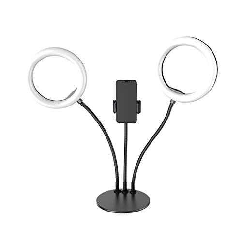 WYH Makeup Licht Doppelringlicht mit runden Standphone-Halterungen 3 Lichtmodi für Smartphone Live-Streaming-Zoom…