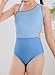 blibean Teen Girls Swimsuits Little Kids Summer One Piece Hawaii Beach Bathing Suit Tween Girl Fashion Color Block Swimwear Traje De Baño para Niñas Size 12-13 Year Old Light Blue