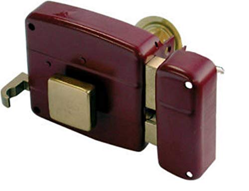 Serratura Da Applicare Per Portoni In Legno Con Cilindro A Tubo - Acciaio Verniciato Rosso Amaranto - Foto 3