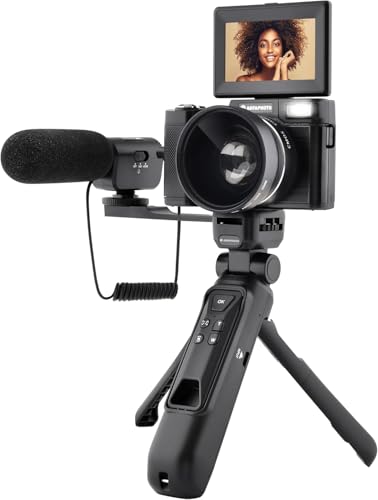 AGFA PHOTO Realishot VLG-4K Vlogging Kit - 24MP Kamera, 4K Video, 3'' LCD-Bildschirm, 16-facher Digitalzoom, CMOS-Sensor, Lithium-Batterie - Schwarz