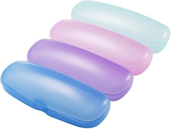 Image of 2 Pcs Clear Plastic Eye Glasses Cases,Hard Reading Glasses Boxes Portable Storage Case Lightweight Sunglasses Holder Protector Travel Eyeglasses Organizer (Random Color)