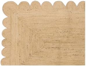 Handwoven Natural Jute Rug Braided Rectangular Area Rug Bohemian Durable & Nonslip Carpet for Home Floor Decor Custom Size (Beige, 4" X 6" Ft)