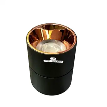 TB Technobeam Aluminium 12 Watts Surface Light Cylindrical Shape Black Body Rose Reflector Warm White - 3000K Led Round Indoor Ceiling Mounted Spot Light Down Light Pack Of 1