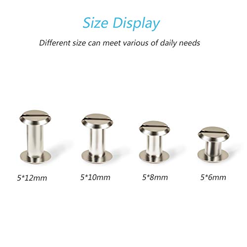 Chicago Screws,Lanmok 120 Sets 5Mm Silver Chicago Buttons Assorted Kit Screwing Fasteners Metal Accessories For Diy Crafts Leather Belts Bookbinding #TOP6
