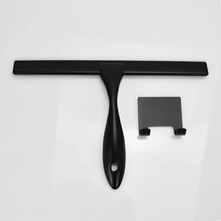 Clyroom Shower Squeegee, All Purpose Shower Squeegee for Shower Door, Bathroom, Shower Window and Glass Mirrors, Stainless Steel, 10-Inch Squeegee for Cleaning with Hook, 2 Packs (Black and Sliver)