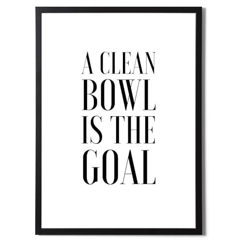 State Media Vision Funny Bathroom Quote Poster - A Clean Bowl Is The Goal Design - Hilarious Modern Wall Art Decor for Toilet - Variety of Sizes (A Clean Bowl Is The Goal, A4 Print Only)