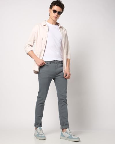 Image of Gap Men Skinny Fit Solid Print Mid Rise Lightlyly Washeded Jeans
