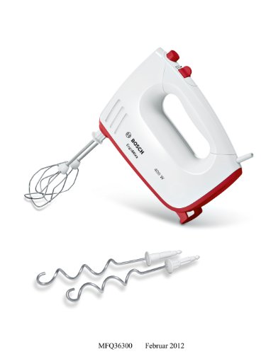 Bosch MFQ36300GB ErgoMixx Hand Mixer Plastic, 350 W, White/Red